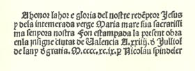 Inculabulum dated 1494 and printed in Gothic script